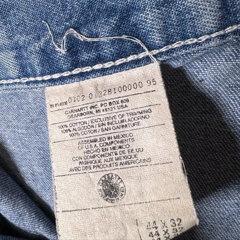 Carhartt Mens Size 44 x 32 Carpenter Jeans Denim Pockets Work Wear Utility Blue
